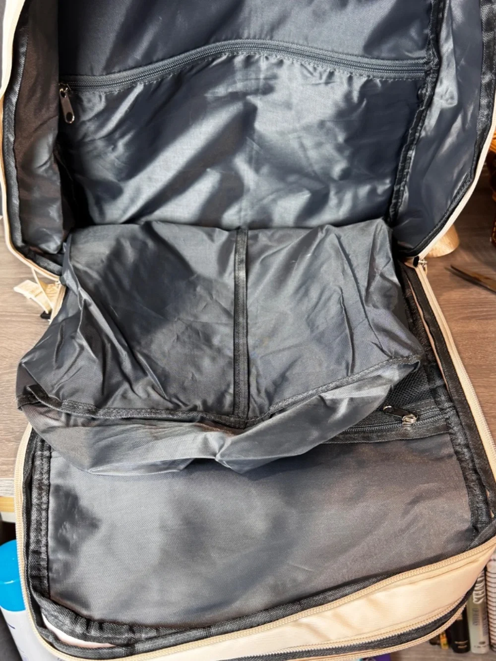 Coofay Beige Travel Backpack Airline Approved Trolley Underseat Overhead